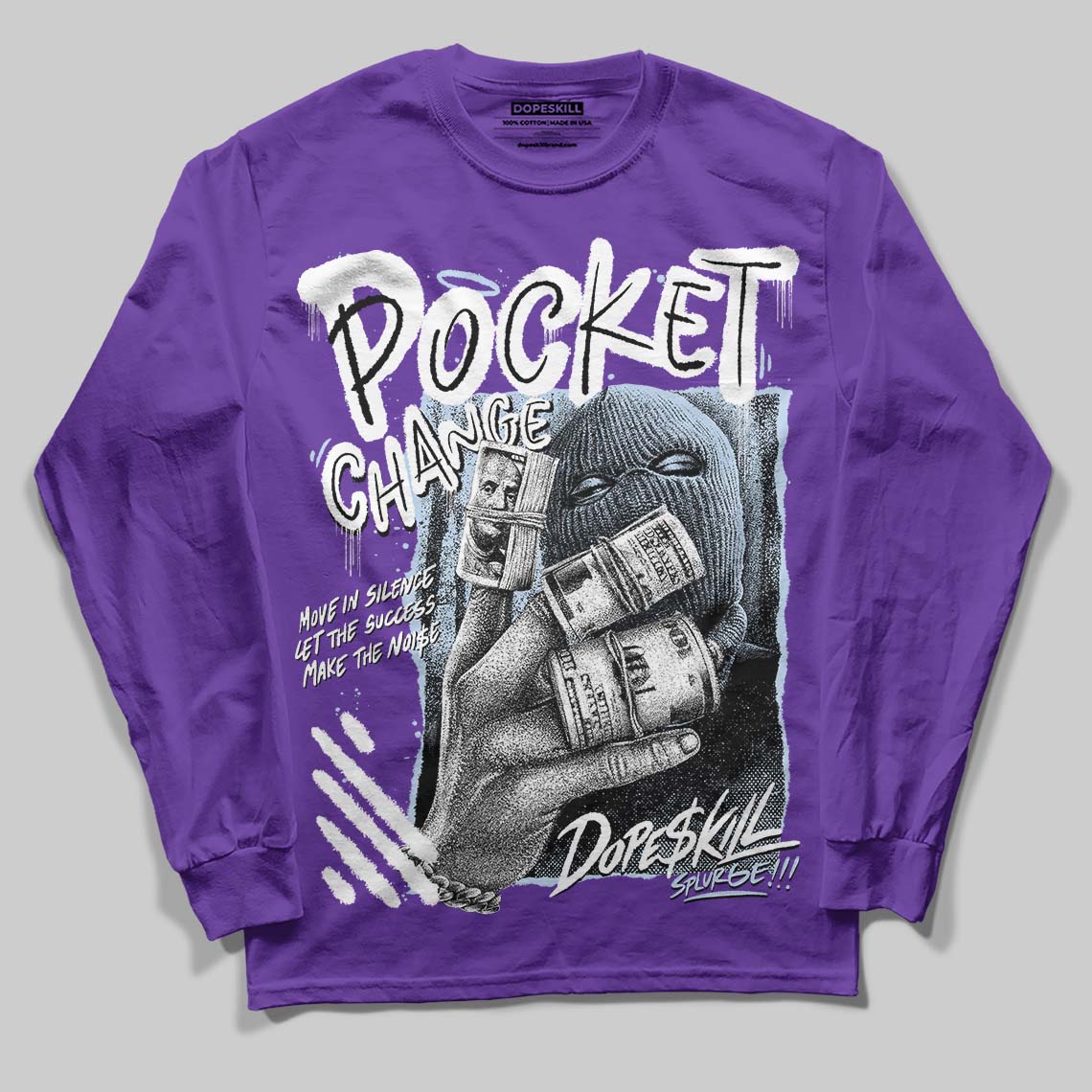 Grape 5s DopeSkill Long Sleeve T-Shirt Pocket Change Graphic