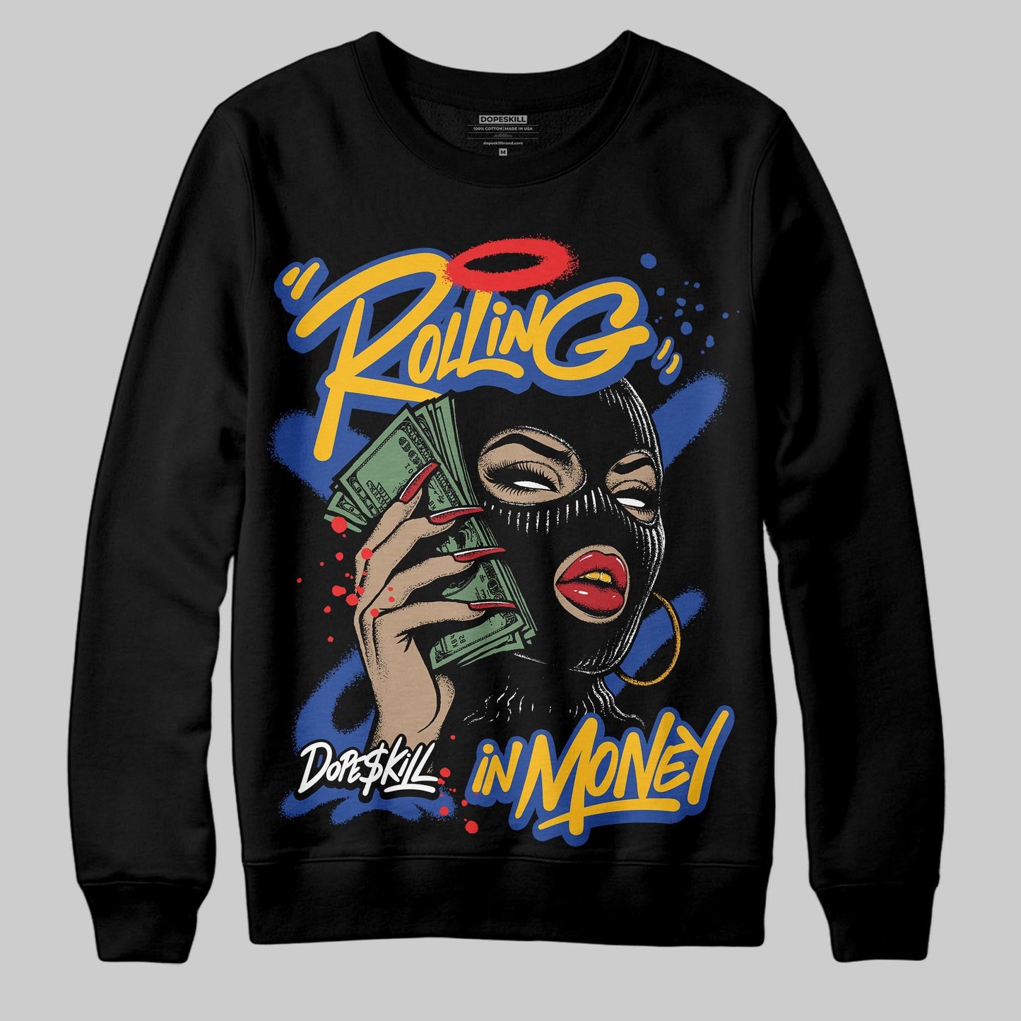 Royal Blue Collection DopeSkill Sweatshirt Rolling in Money Graphic