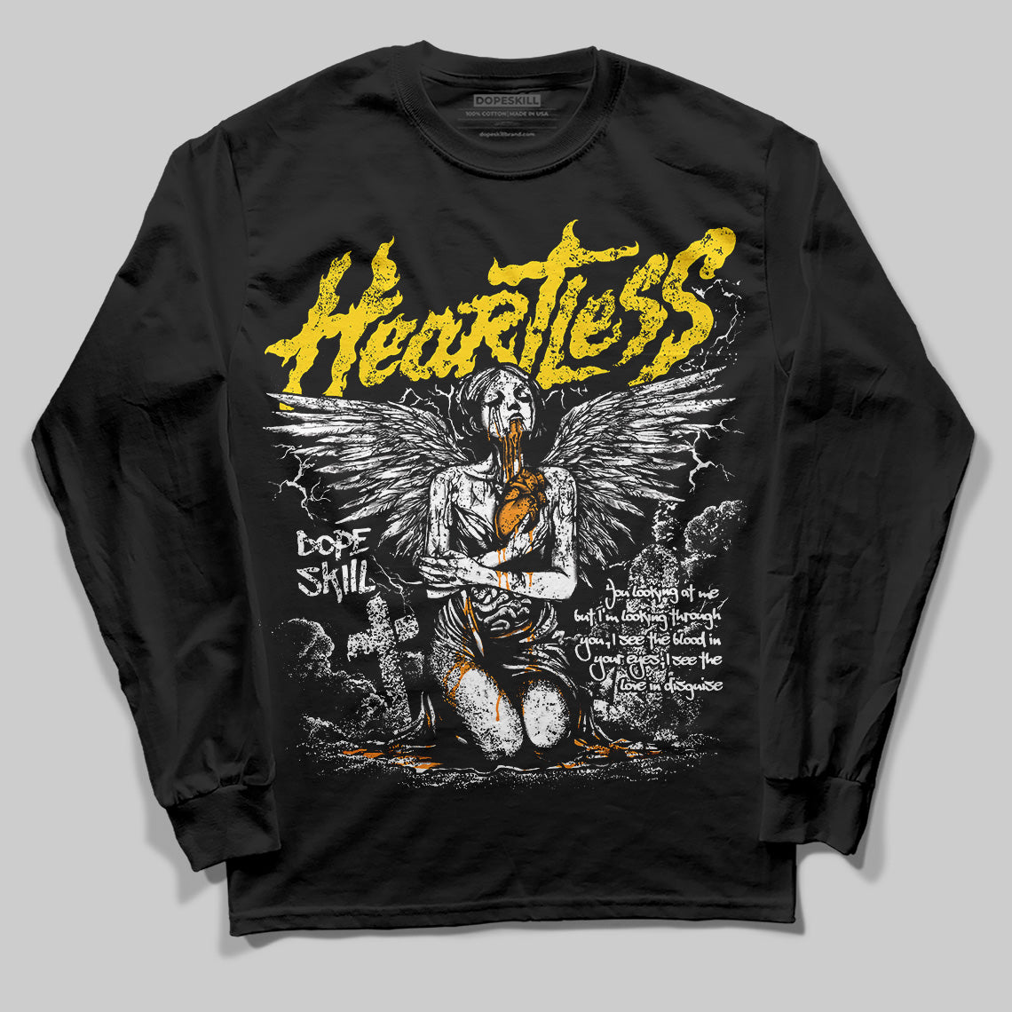 Yellow Ochre 6s DopeSkill Long Sleeve T-Shirt Heartless Graphic