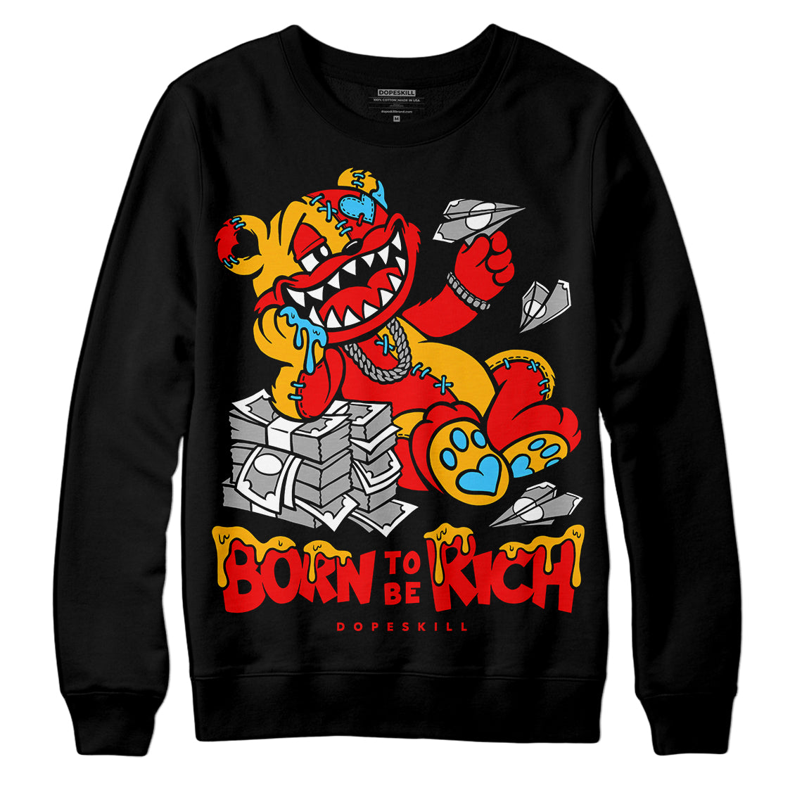 Red Collection DopeSkill Sweatshirt Born To Be Rich Graphic
