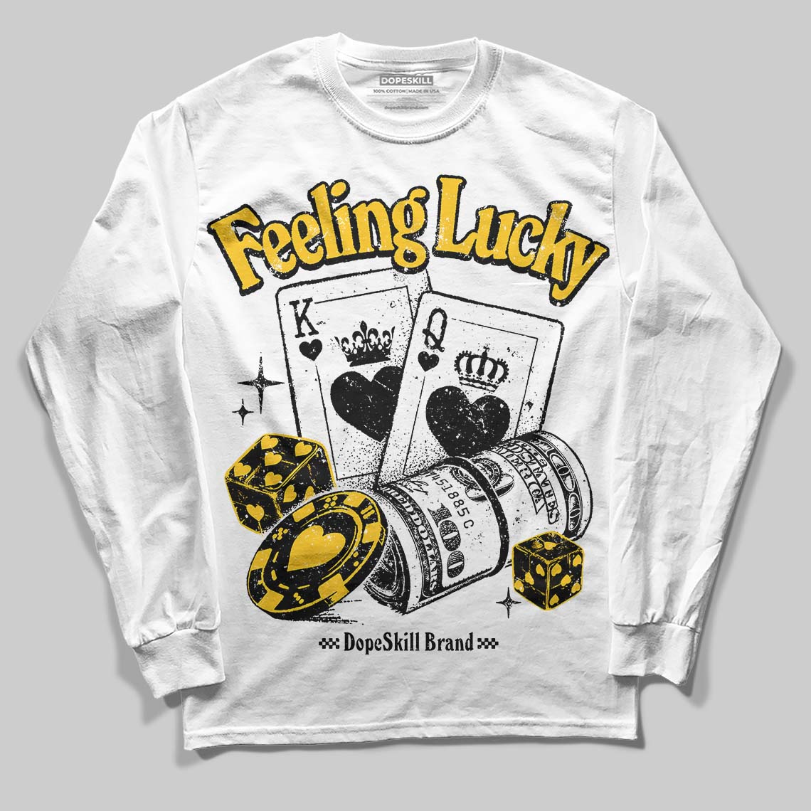 Yellow Collection DopeSkill Long Sleeve T-Shirt Feeling Lucky Graphic