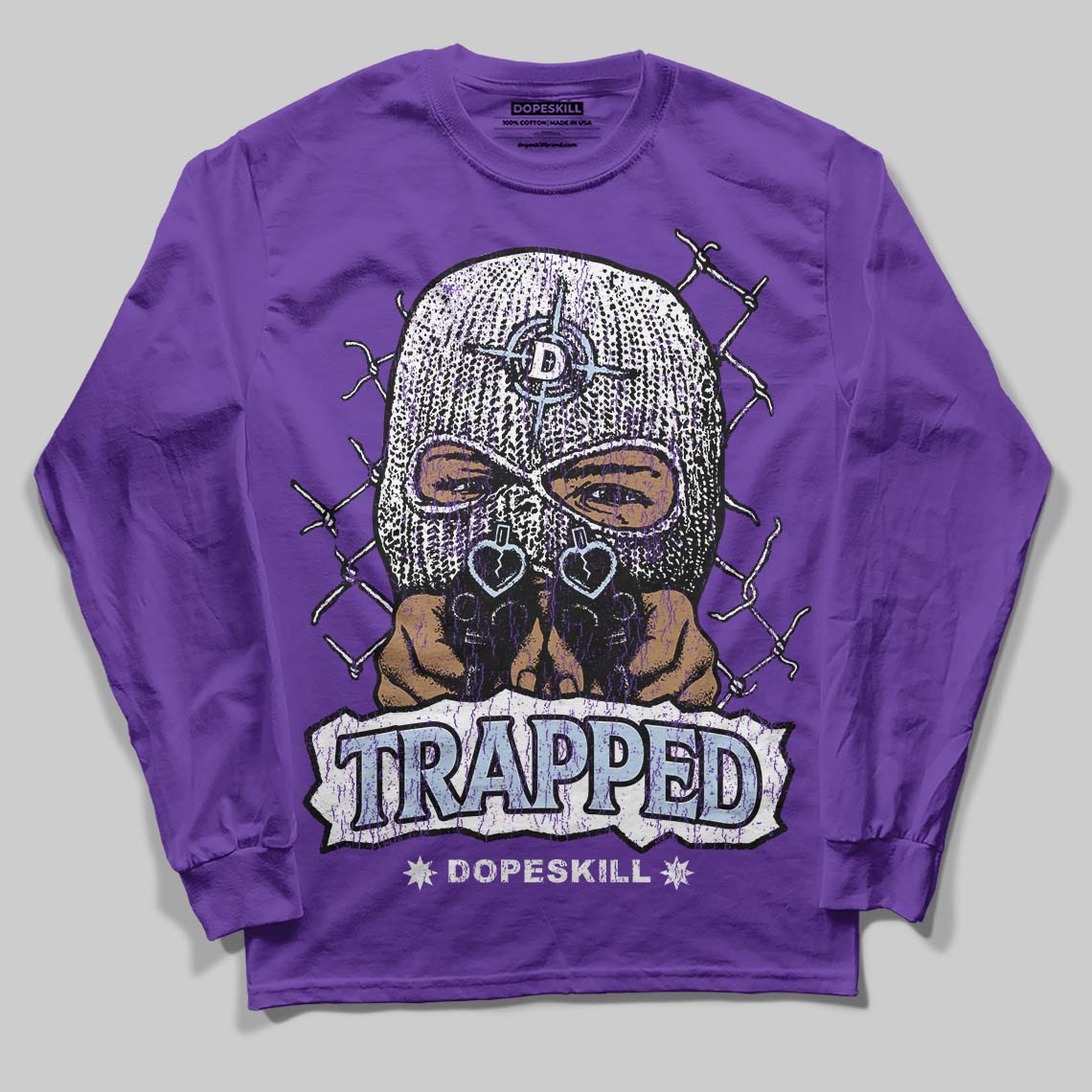 Grape 5s DopeSkill Long Sleeve T-Shirt New Trapped Graphic