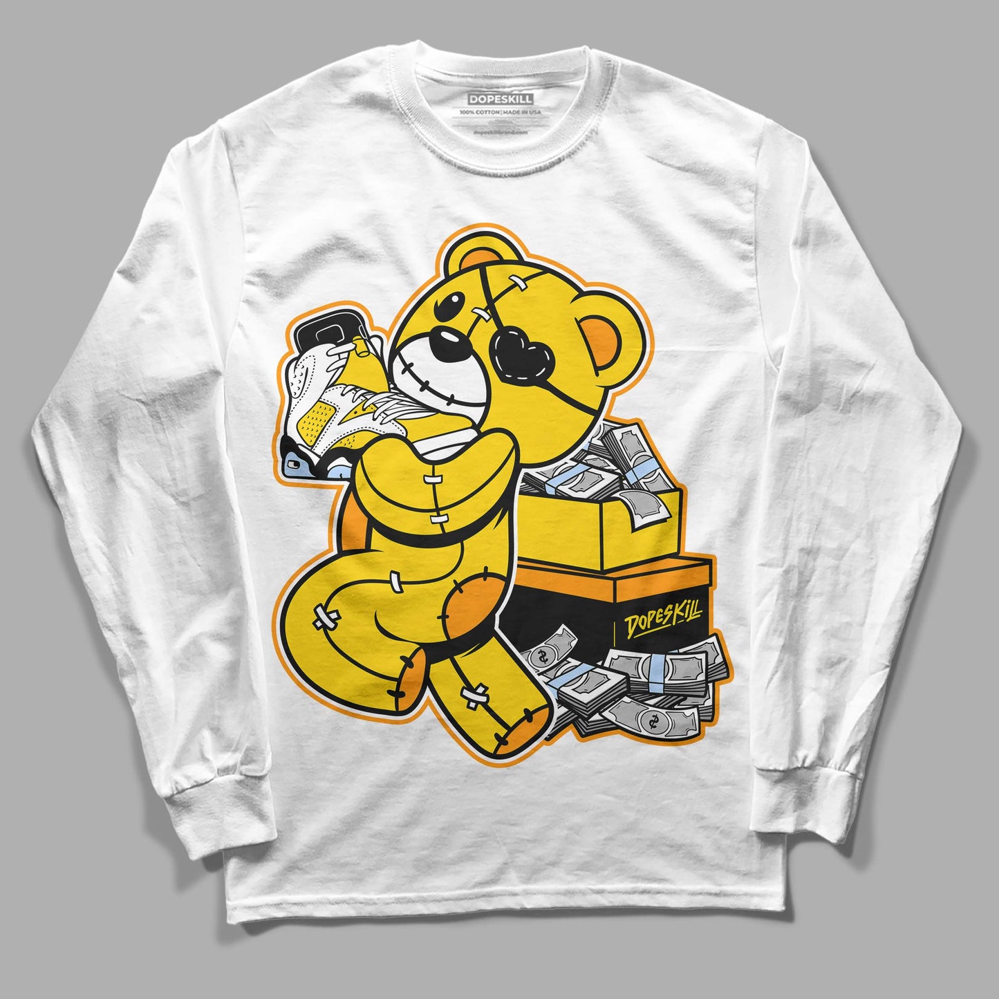 Yellow Ochre 6s DopeSkill Long Sleeve T-Shirt Bear Steals Sneaker Graphic