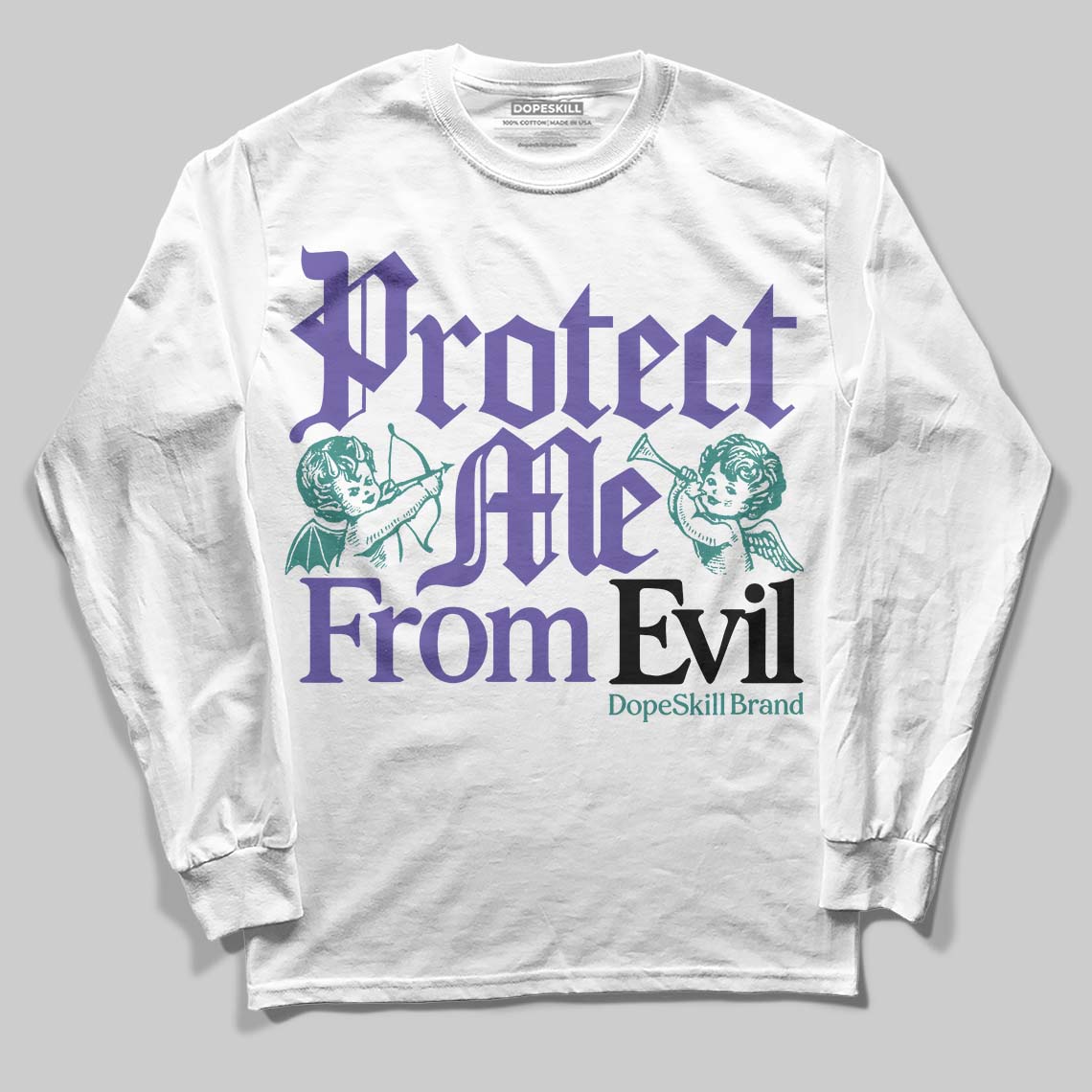 Grape 5s DopeSkill Long Sleeve T-Shirt Protect Me From Evil Graphic