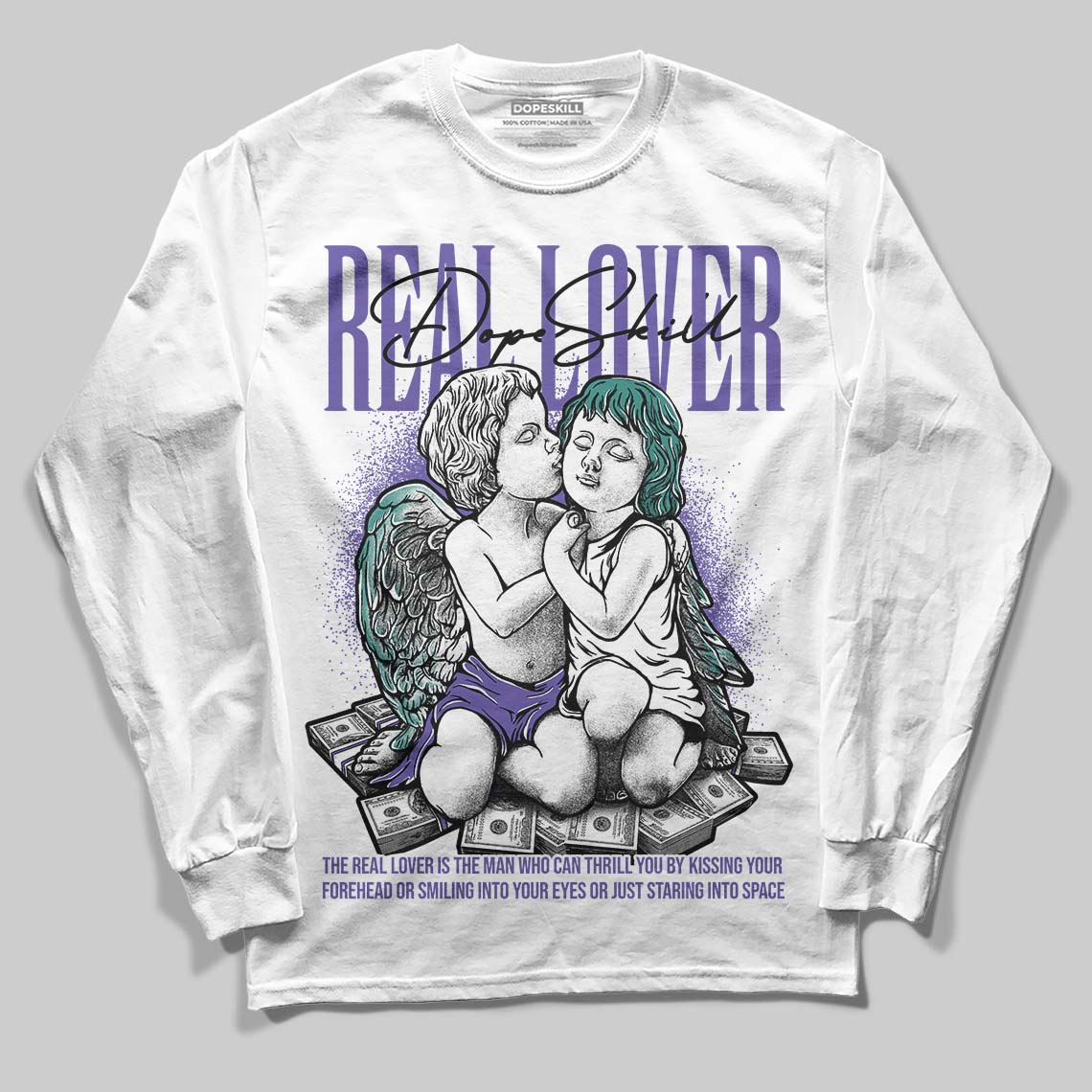Grape 5s DopeSkill Long Sleeve T-Shirt Real Lover Graphic
