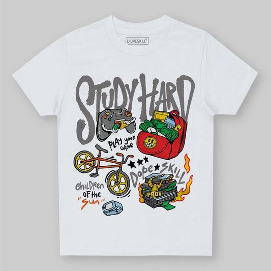 Grey Collection DopeSkill Toddler Kids T-shirt Study Hard Graphic