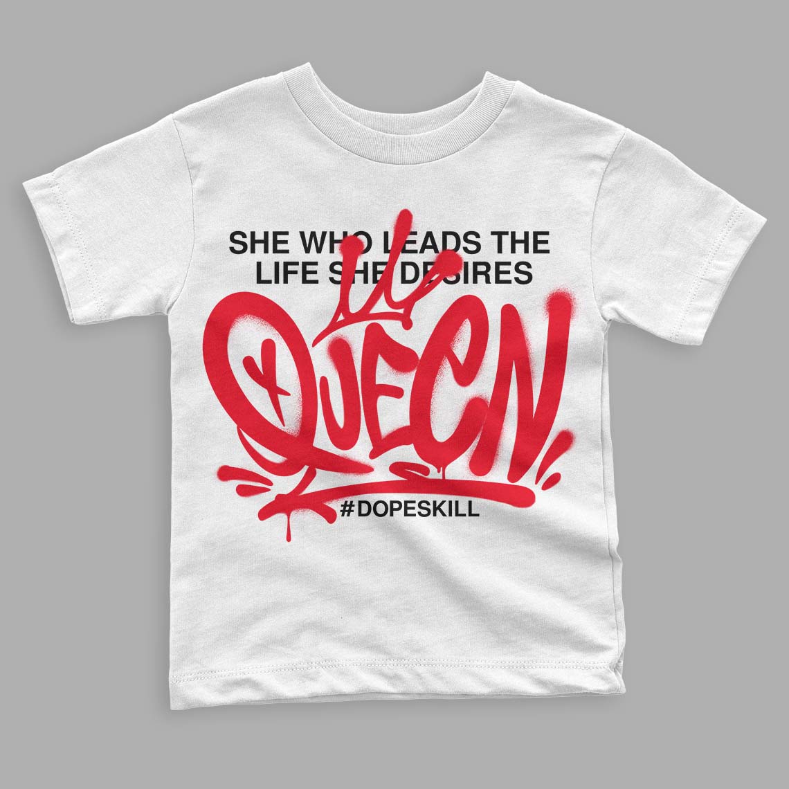 Red Thunder 4s DopeSkill Toddler Kids T-shirt Queen Graphic