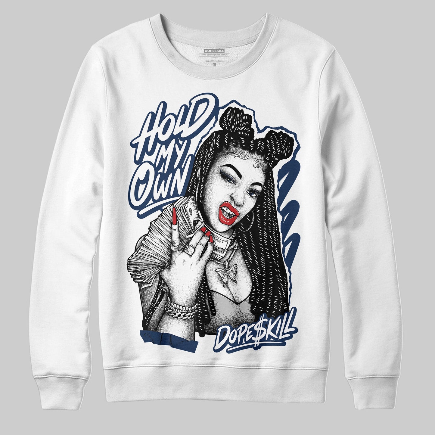 Summit White Navy 4s DopeSkill Sweatshirt New H.M.O Graphic