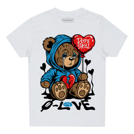 Military Blue 4s DopeSkill Toddler Kids T-shirt Broken Bear Graphic