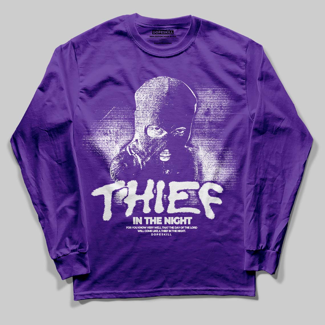 Grape 5s DopeSkill Long Sleeve T-Shirt Thief In The Night Graphic