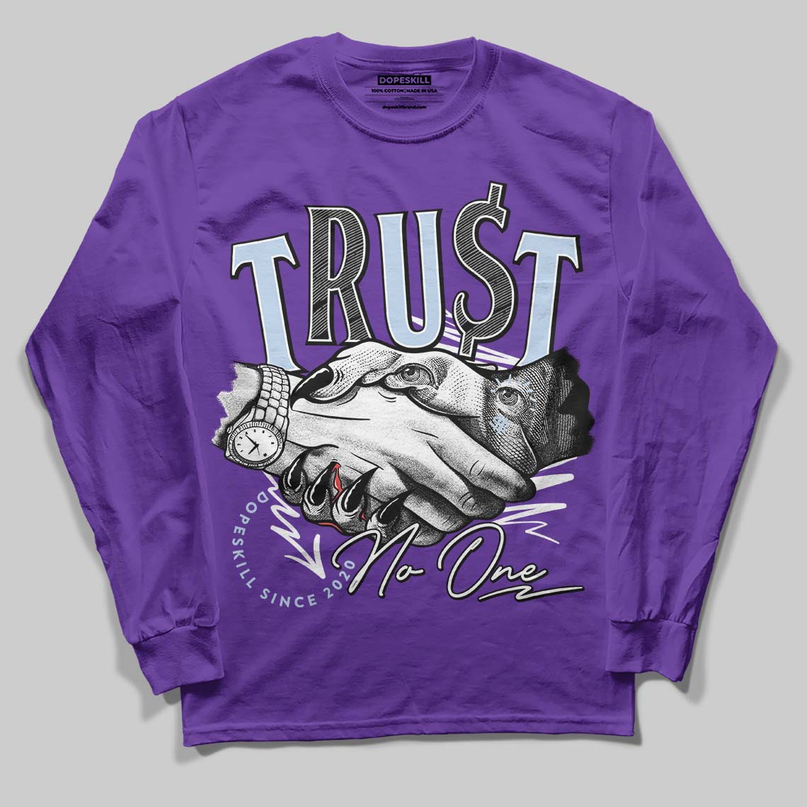 Grape 5s DopeSkill Long Sleeve T-Shirt Trust No One Graphic