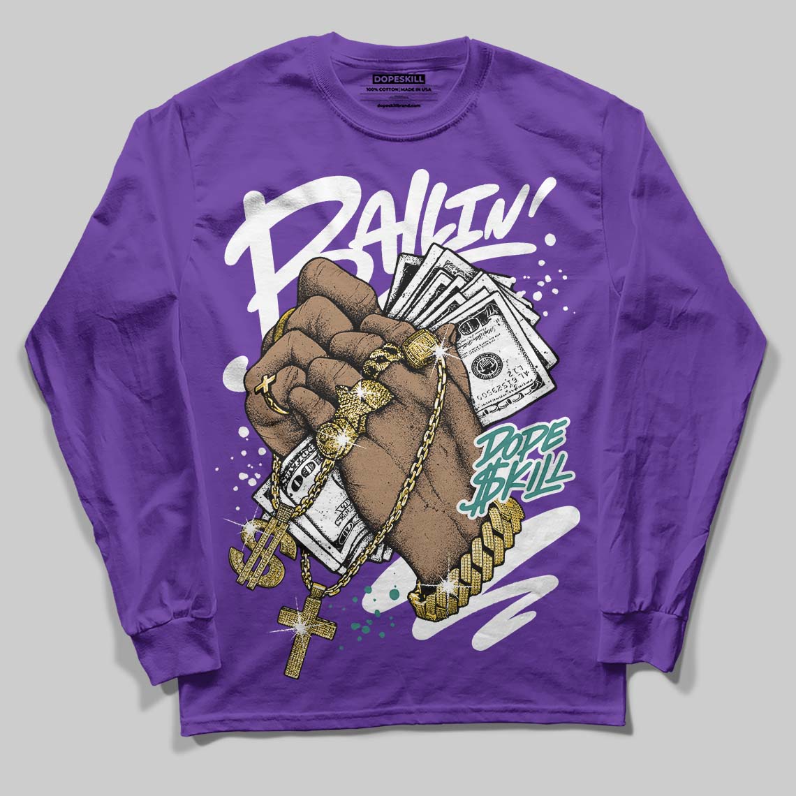Grape 5s DopeSkill Long Sleeve T-Shirt Always Ballin' Graphic