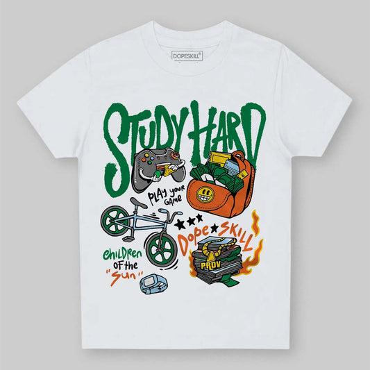 Green Collection DopeSkill Toddler Kids T-shirt Study Hard Graphic