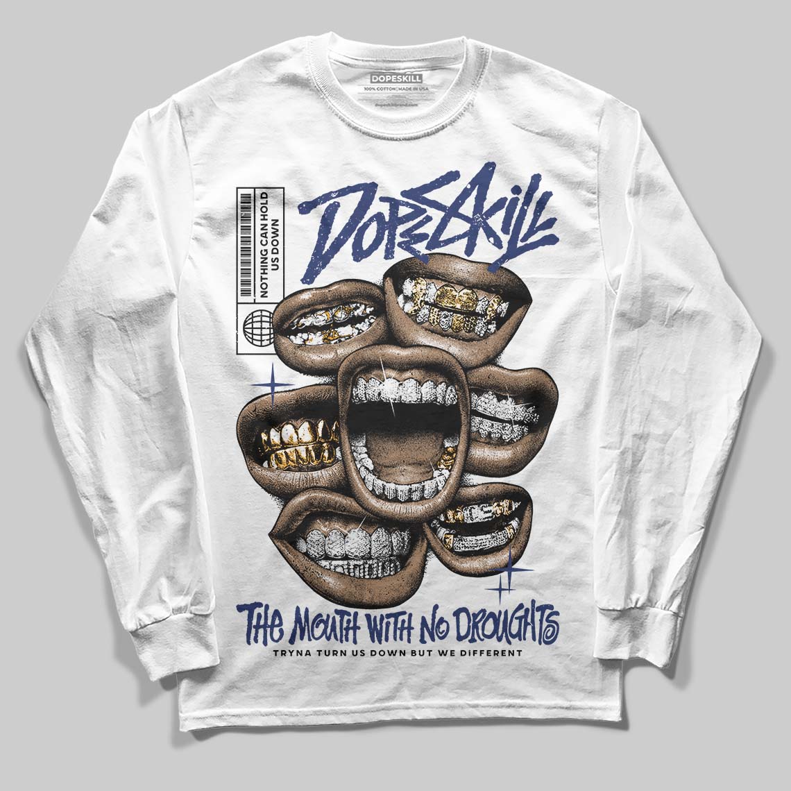 Rare Air Deep Royal Blue 1s DopeSkill Long Sleeve T-Shirt The Mouth With No Droughts Graphic