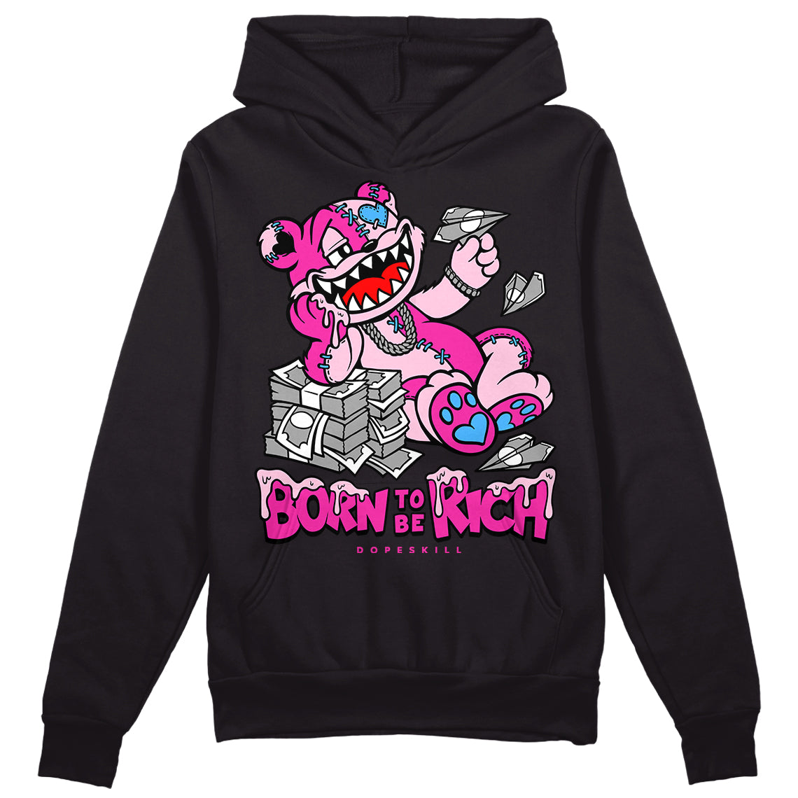 Pink Collection DopeSkill Hoodie Sweatshirt Born To Be Rich Graphic