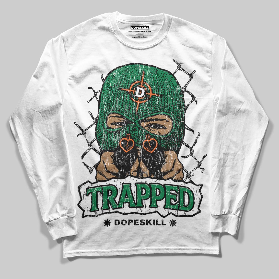 Green Collection DopeSkill Long Sleeve T-Shirt New Trapped Graphic