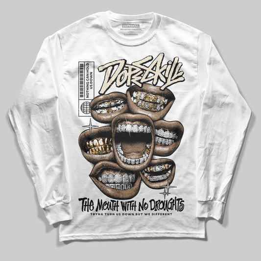 Reverse Metallic 5s DopeSkill Long Sleeve T-Shirt The Mouth With No Droughts Graphic