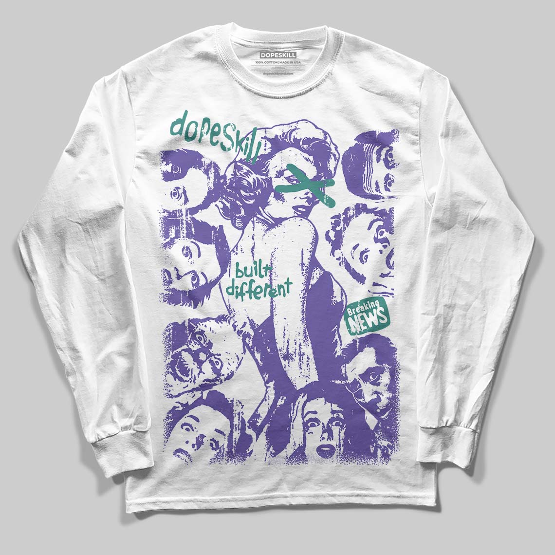 Grape 5s DopeSkill Long Sleeve T-Shirt Built Different Graphic