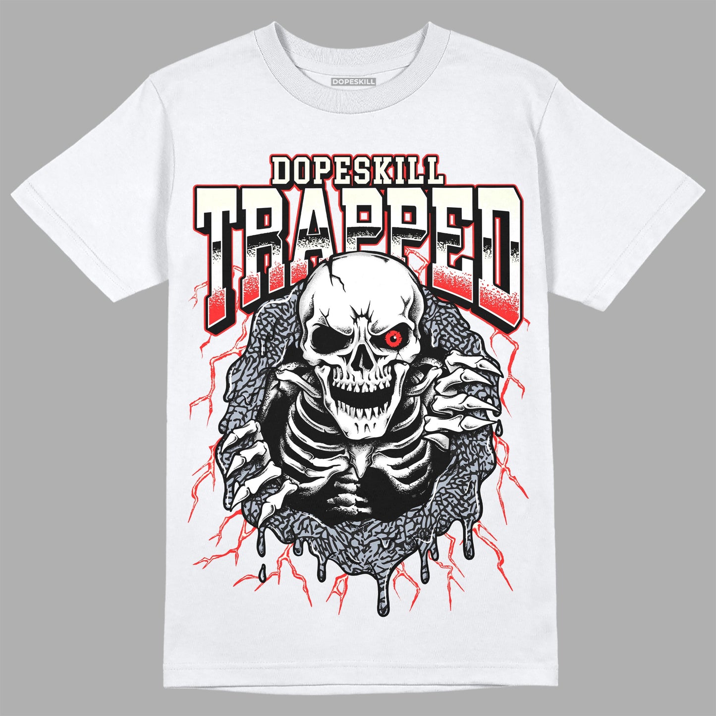 White Cement Reimagined 3s DopeSkill T-Shirt Trapped Halloween Graphic
