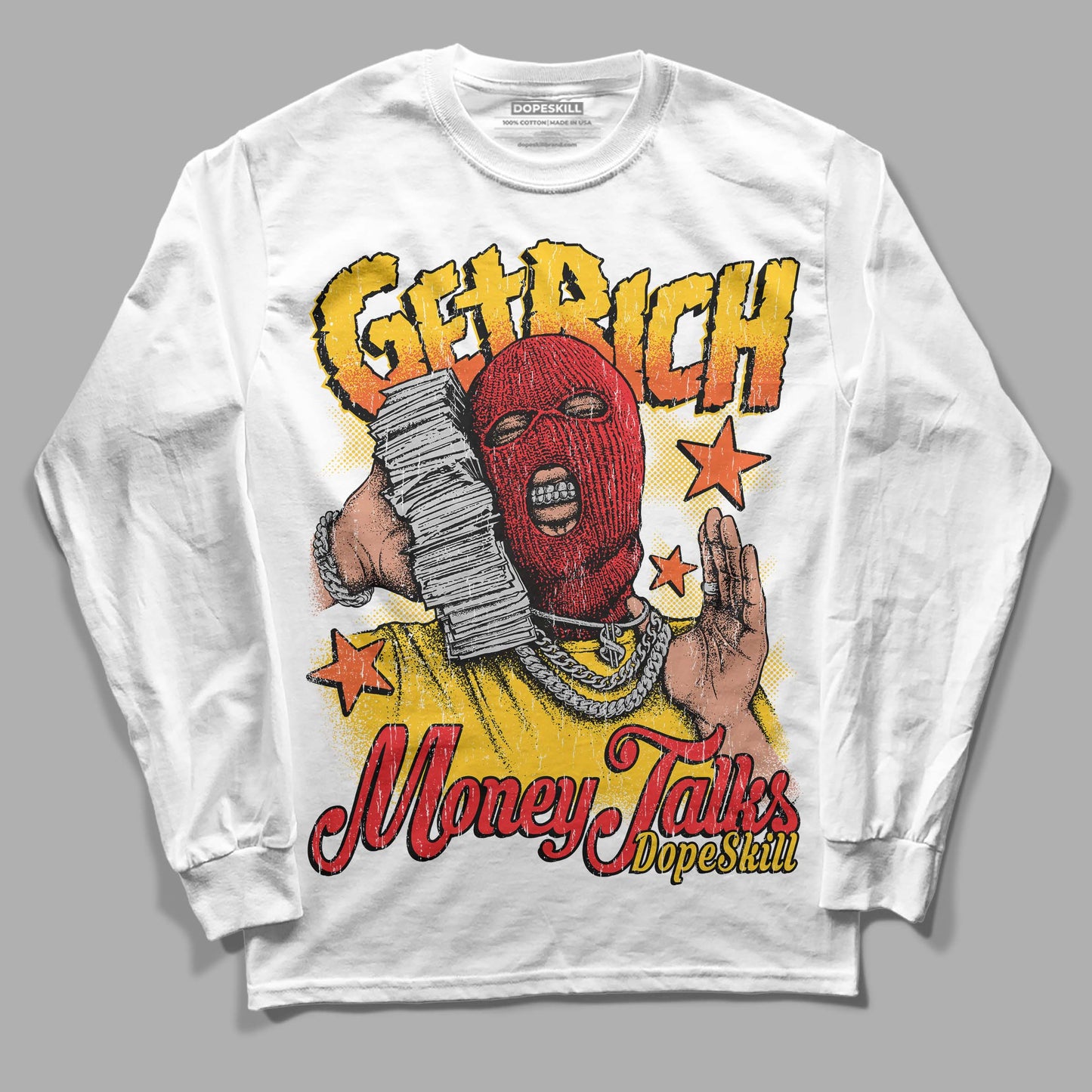 Yellow Collection DopeSkill Long Sleeve T-Shirt Get Rich Graphic