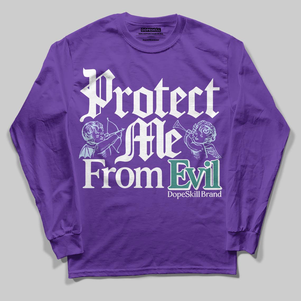 Grape 5s DopeSkill Long Sleeve T-Shirt Protect Me From Evil Graphic