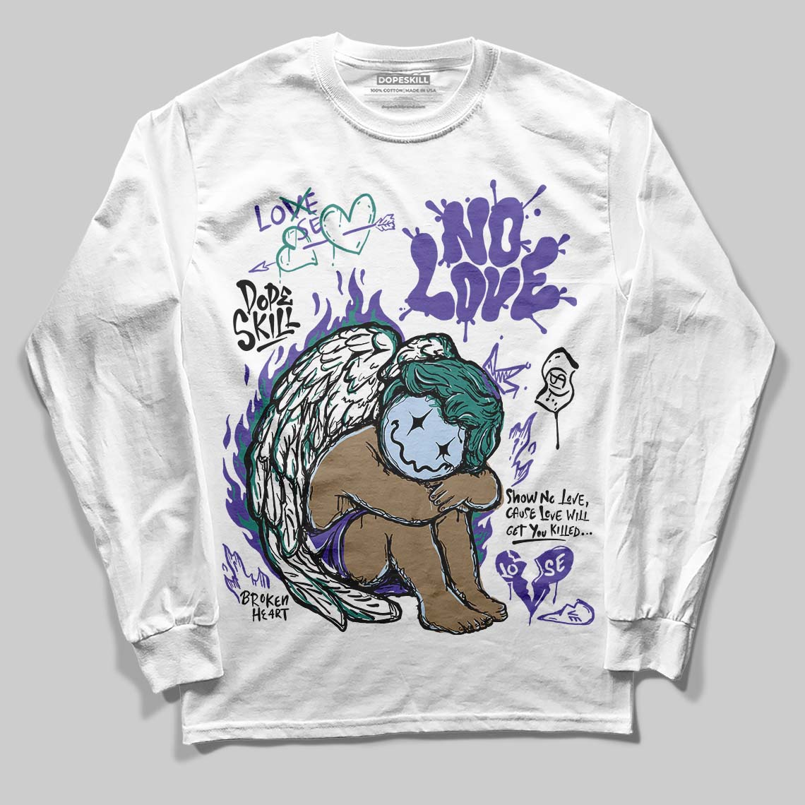 Grape 5s DopeSkill Long Sleeve T-Shirt No Love Graphic