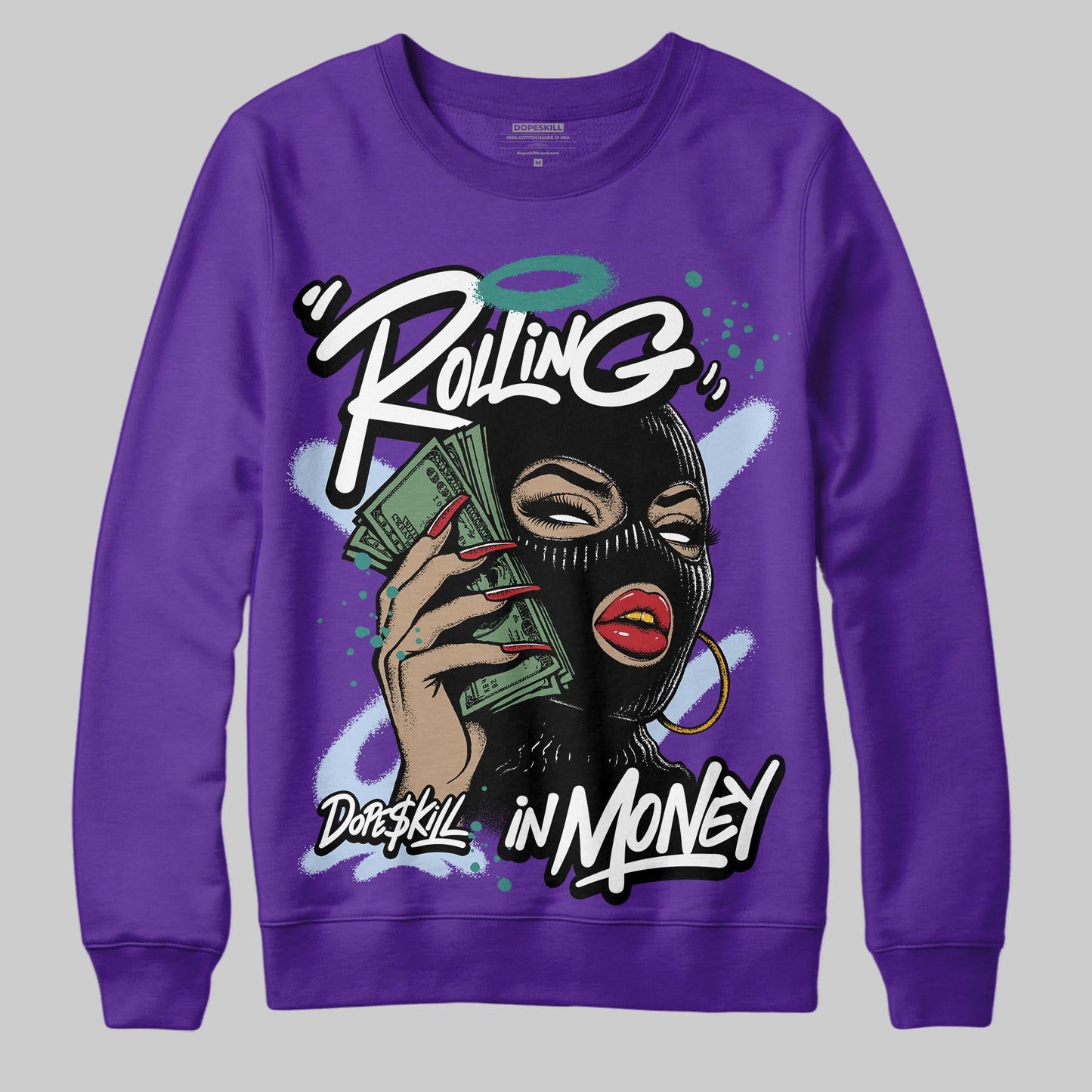 Grape 5s DopeSkill Sweatshirt Rolling in Money Graphic