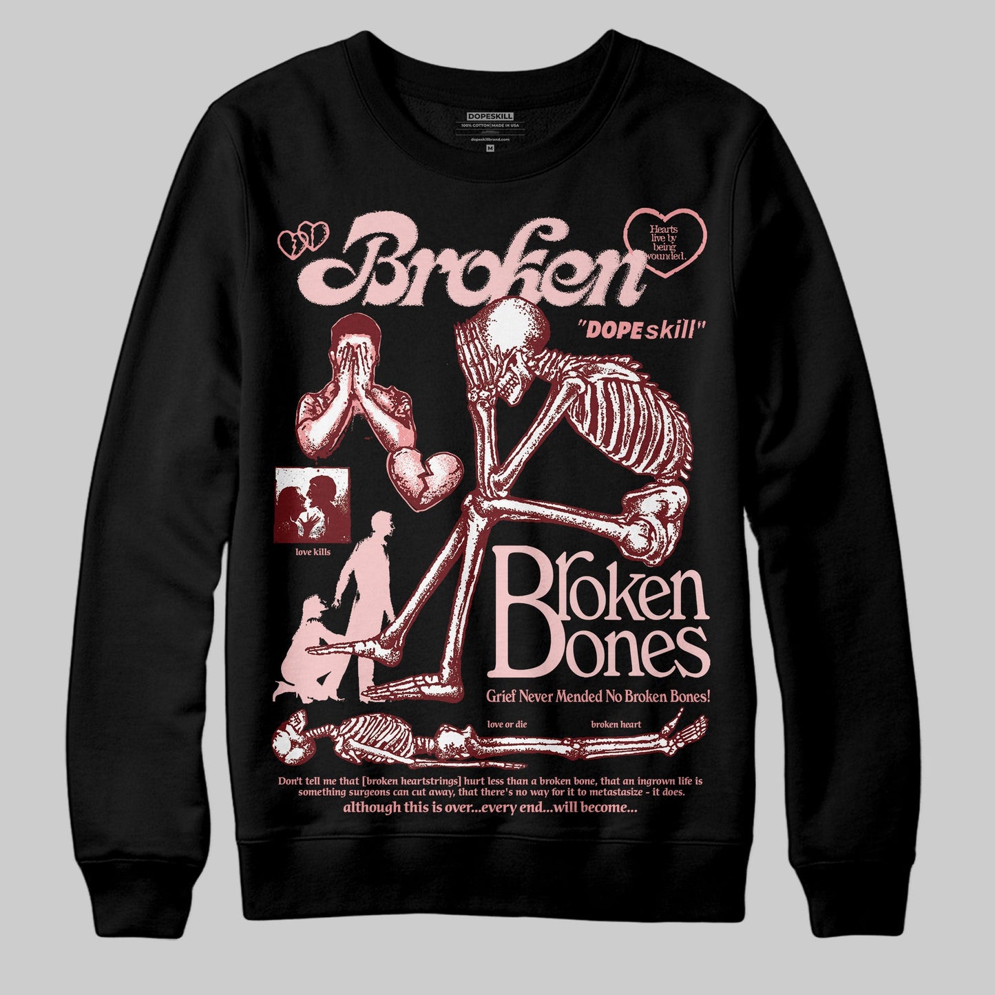 VALENTINE'S Day 3s DopeSkill Sweatshirt Broken Bones Graphic
