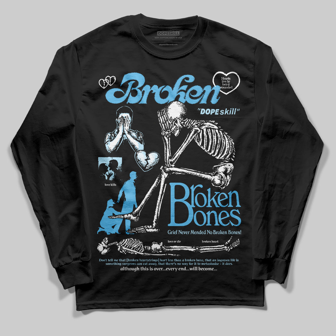 Legend Blue 11s DopeSkill Long Sleeve T-Shirt Broken Bones Graphic