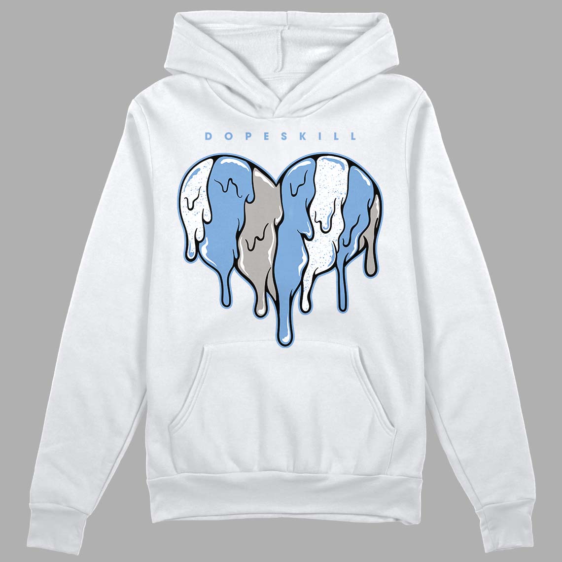 University Blue 5s DopeSkill Hoodie Sweatshirt Slime Drip Heart Graphic