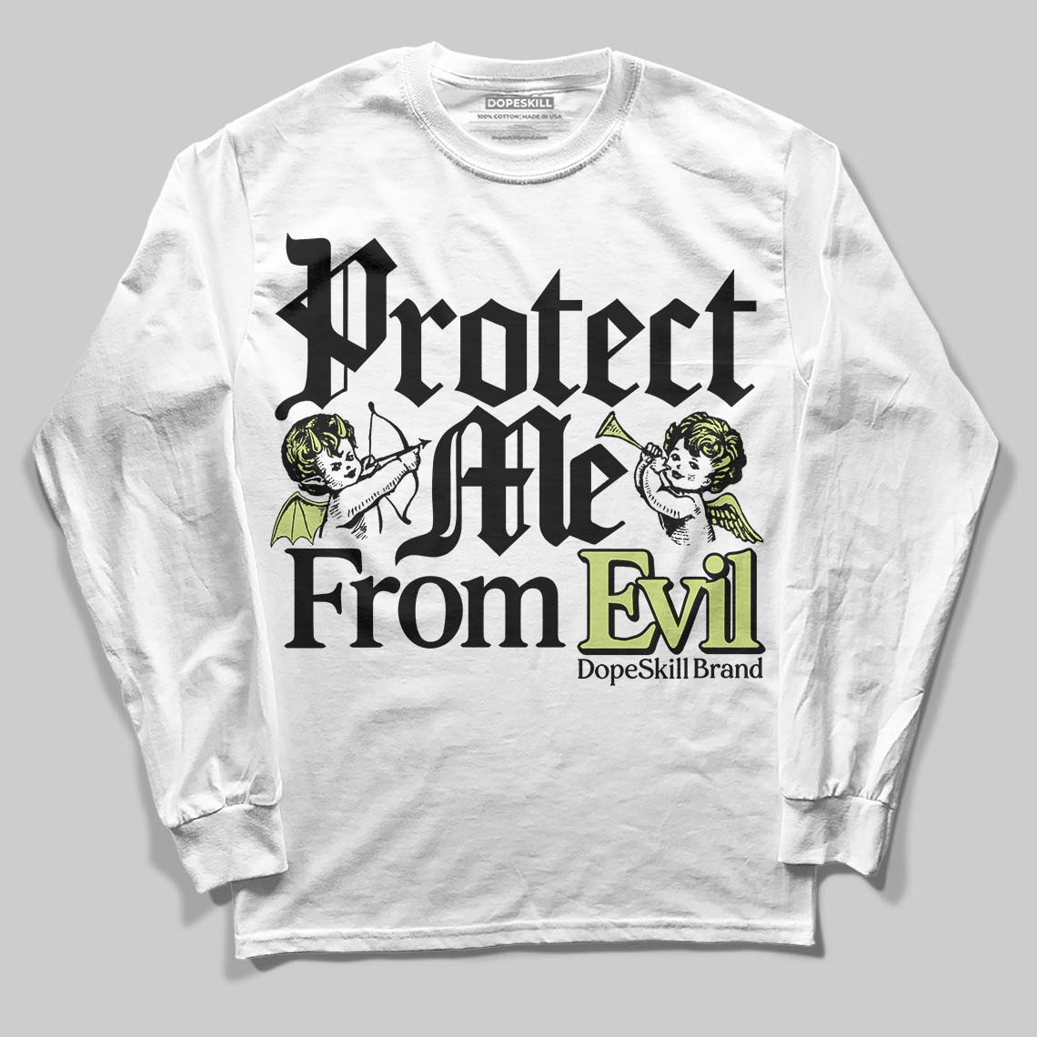 Luminous Green 5s DopeSkill Long Sleeve T-Shirt Protect Me From Evil Graphic