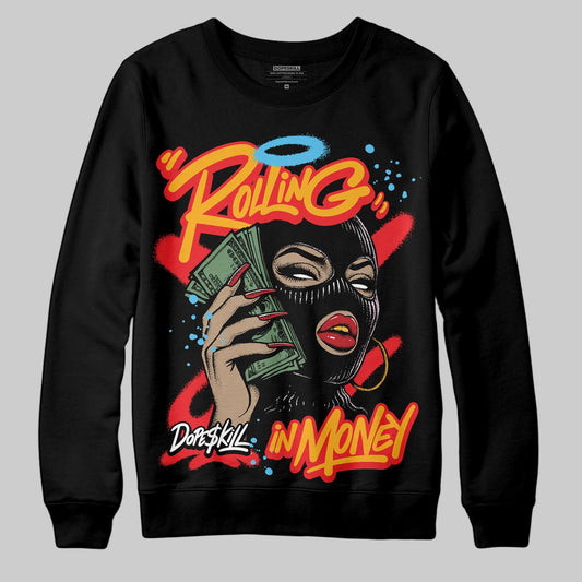 Red Collection DopeSkill Sweatshirt Rolling in Money Graphic