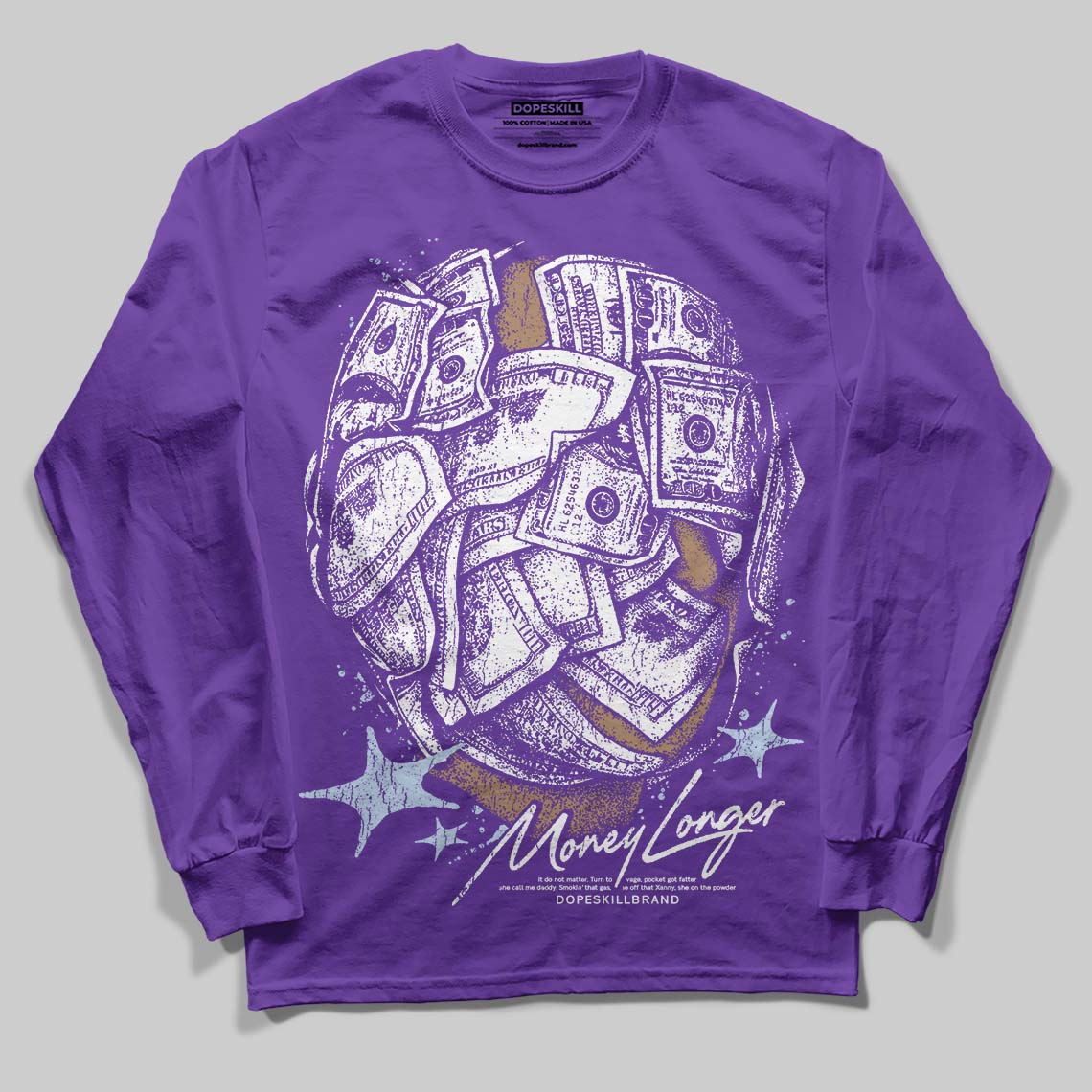 Grape 5s DopeSkill Long Sleeve T-Shirt Money Longer Graphic