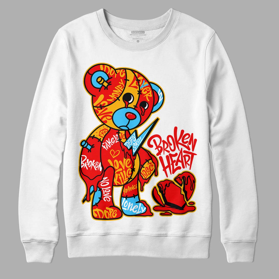 Red Collection DopeSkill Sweatshirt Broken Heart Graphic