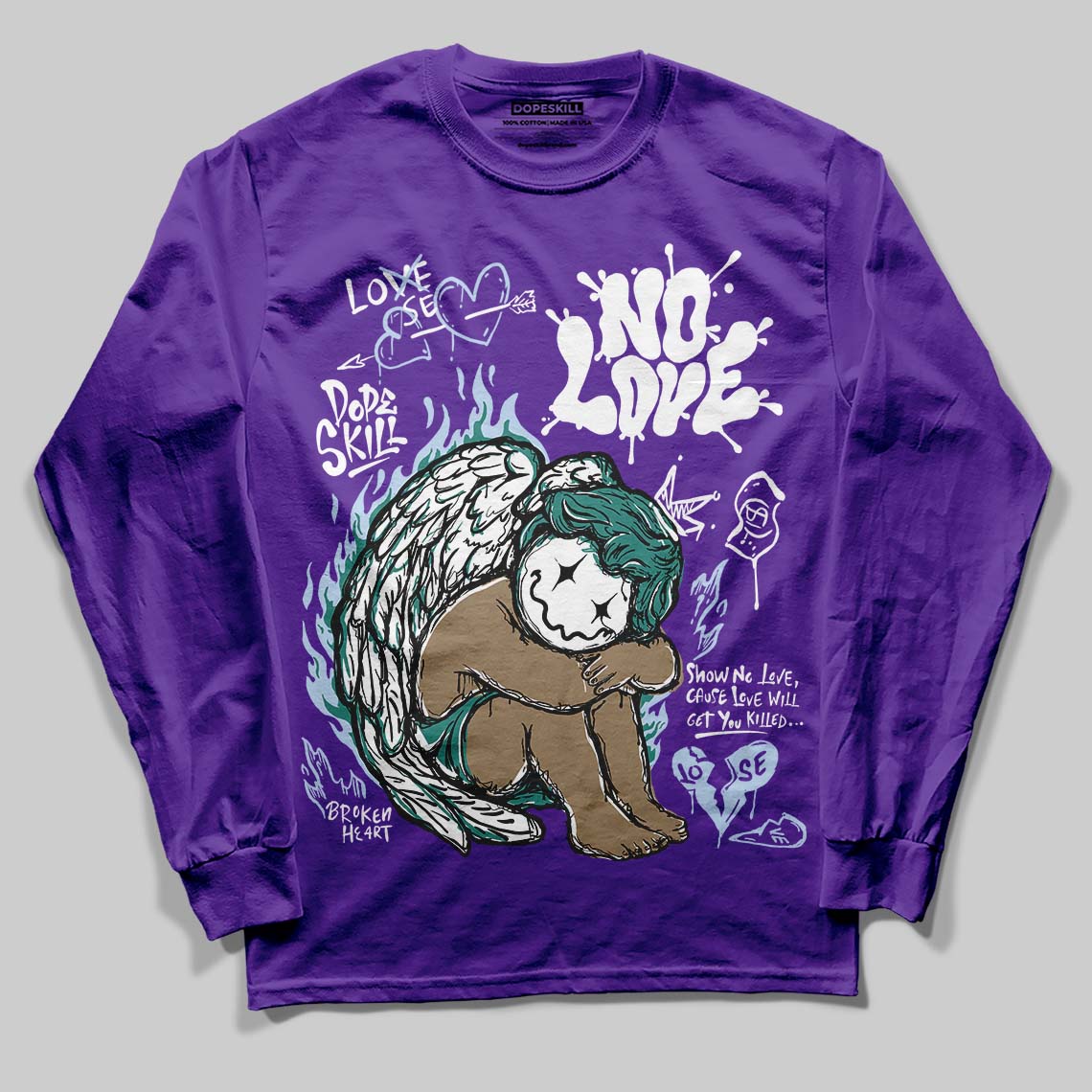 Grape 5s DopeSkill Long Sleeve T-Shirt No Love Graphic