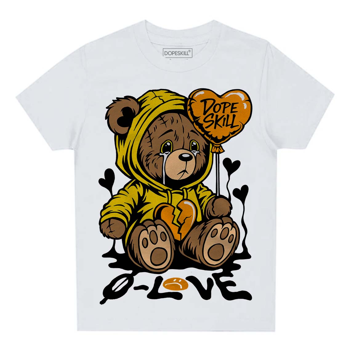 Yellow Ochre 6s DopeSkill Toddler Kids T-shirt Broken Bear Graphic