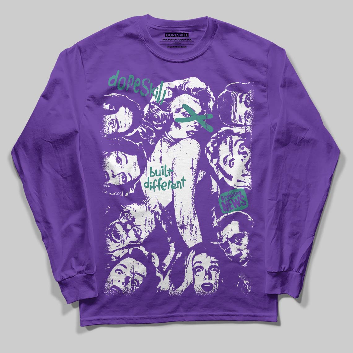 Grape 5s DopeSkill Long Sleeve T-Shirt Built Different Graphic