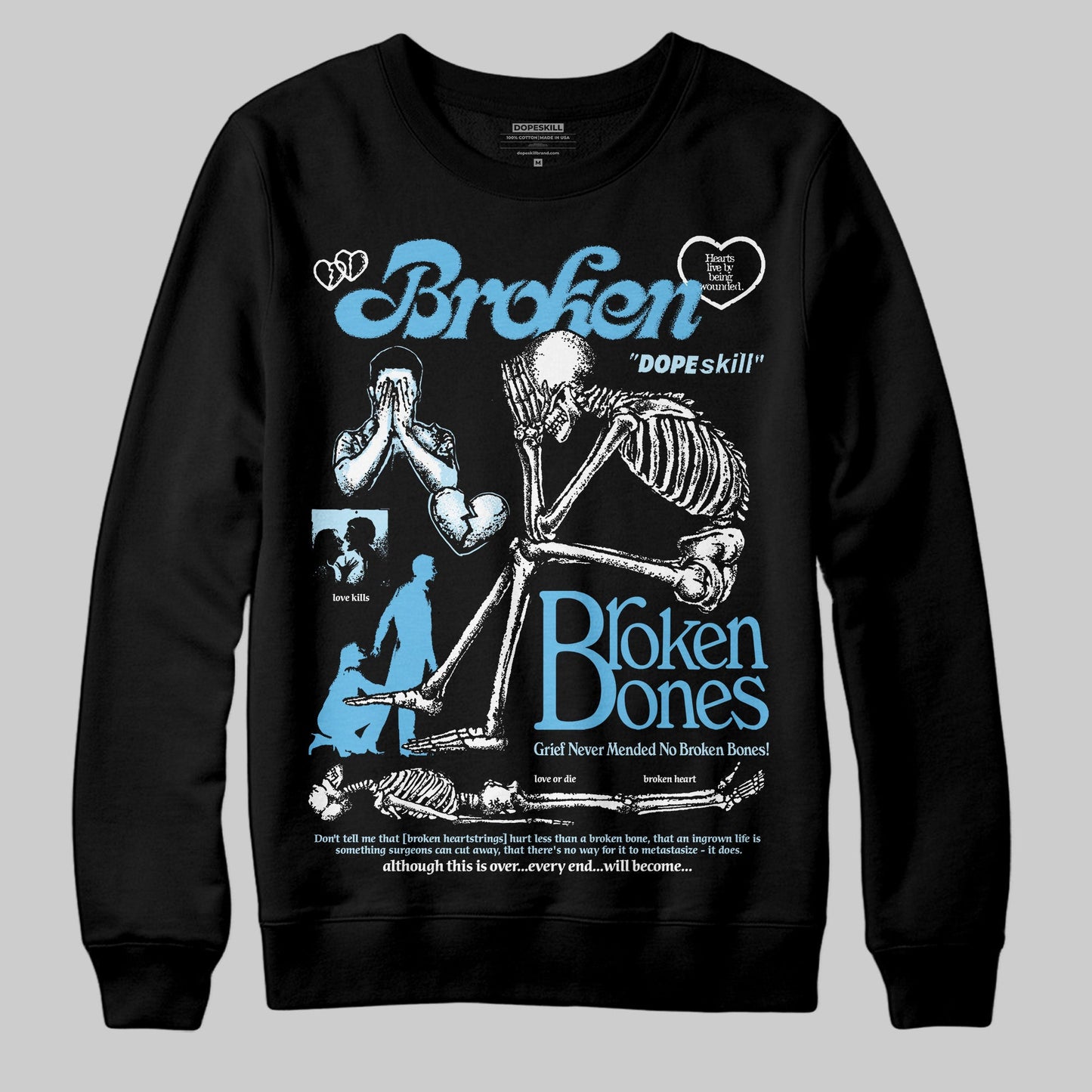 Legend Blue 11s DopeSkill Sweatshirt Broken Bones Graphic