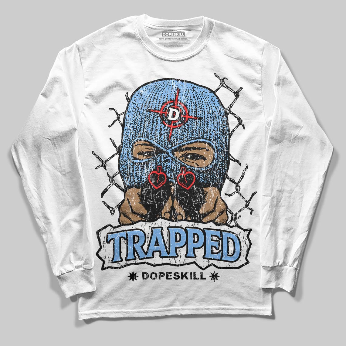 University Blue 6s DopeSkill Long Sleeve T-Shirt New Trapped Graphic