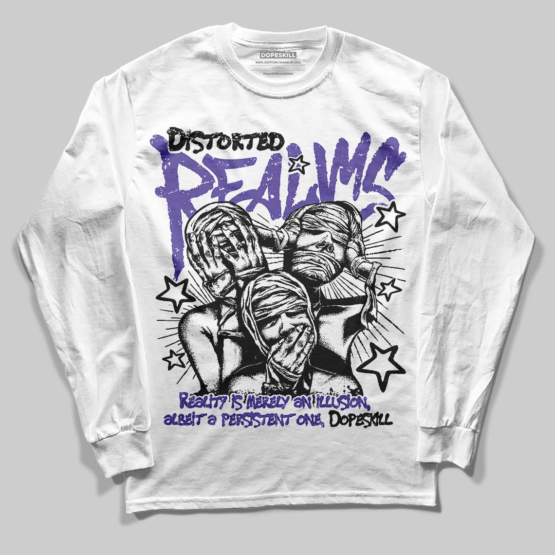 Grape 5s DopeSkill Long Sleeve T-Shirt Distorted Realms Graphic