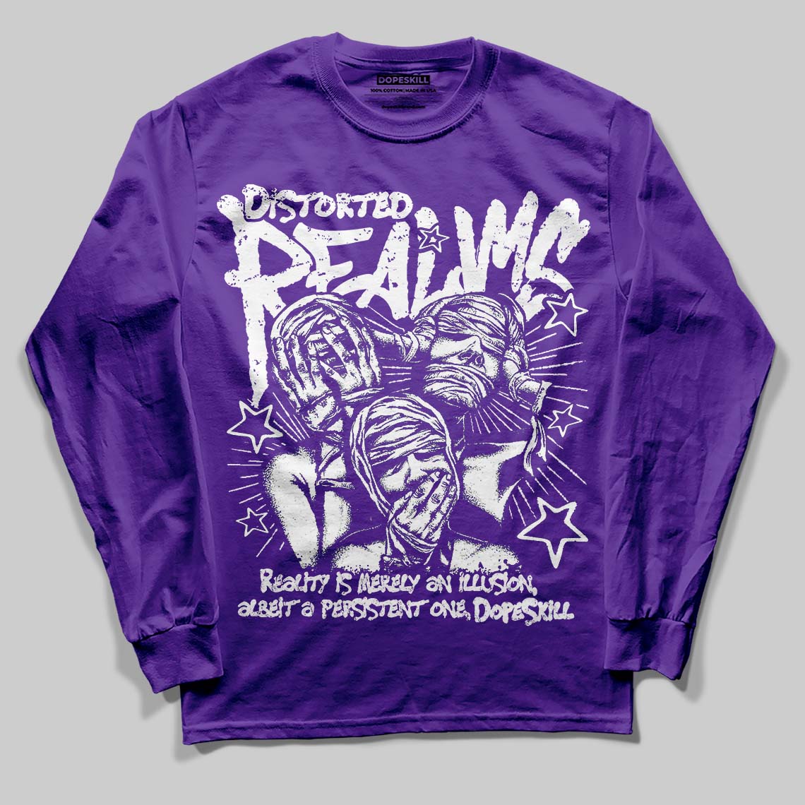 Grape 5s DopeSkill Long Sleeve T-Shirt Distorted Realms Graphic