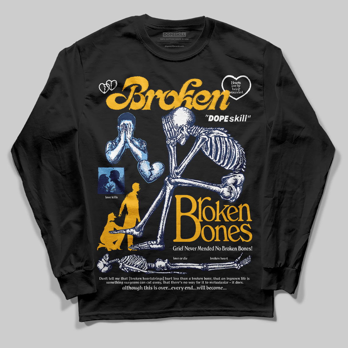 Retro Dunk From Above 4s DopeSkill Long Sleeve T-Shirt Broken Bones Graphic