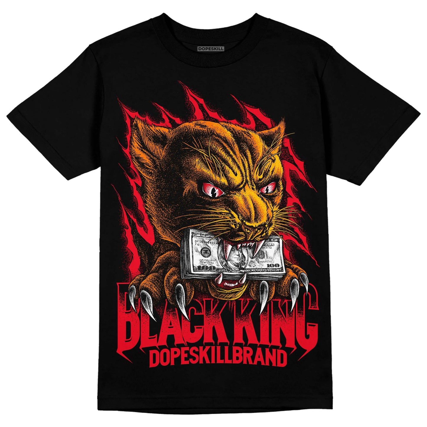 Red Thunder 4s DopeSkill T-shirt Black King Graphic