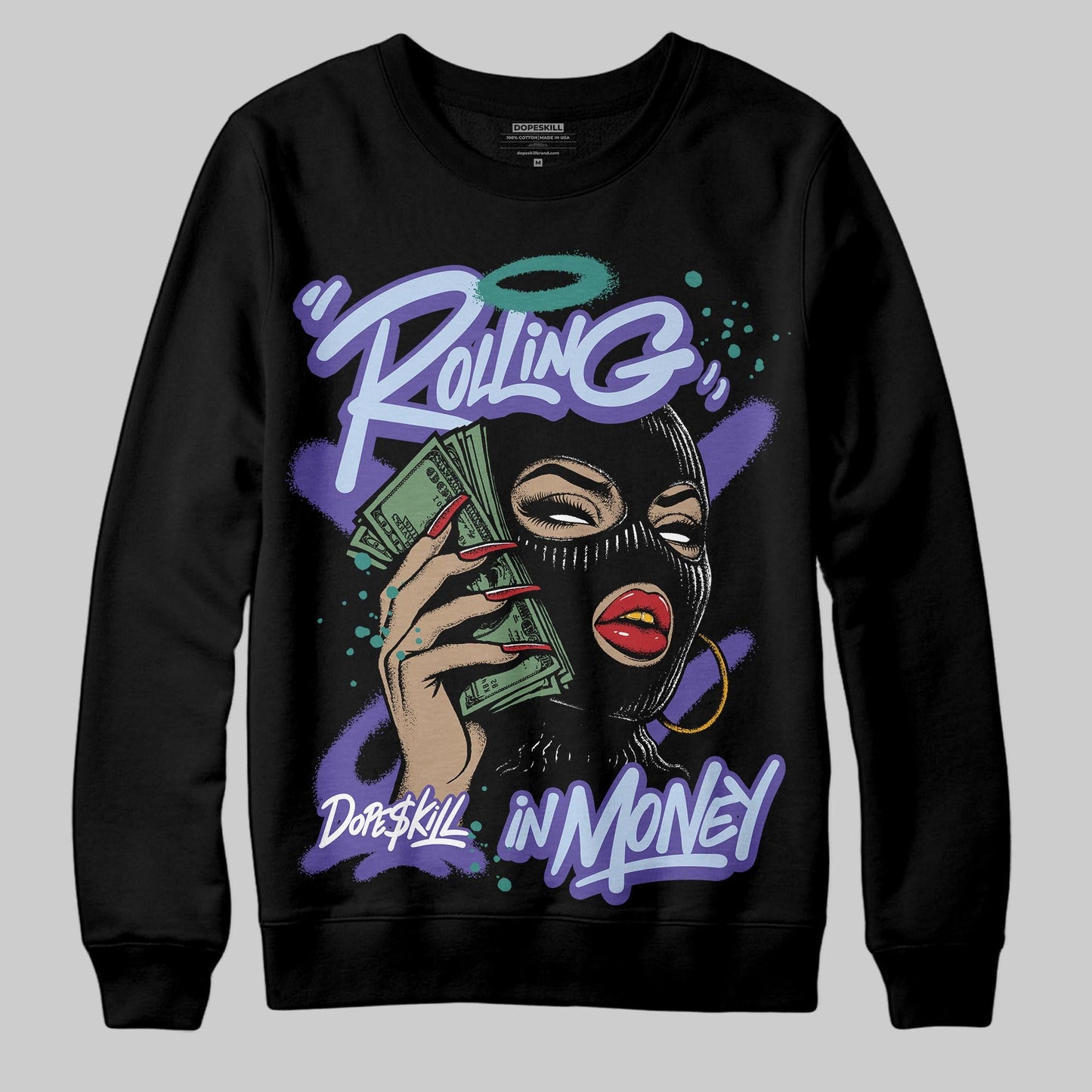 Grape 5s DopeSkill Sweatshirt Rolling in Money Graphic