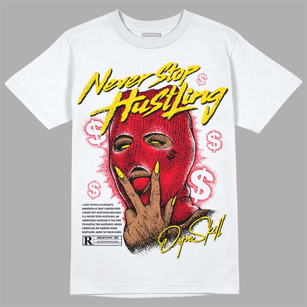 Red Thunder 4s DopeSkill T-shirt Never Stop Hustling Graphic