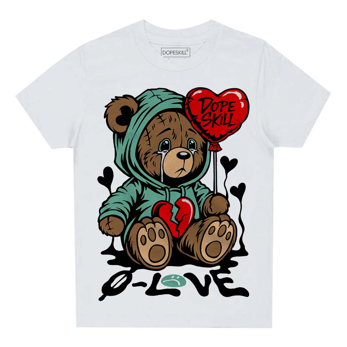 Green Glow 3s DopeSkill Toddler Kids T-shirt Broken Bear Graphic