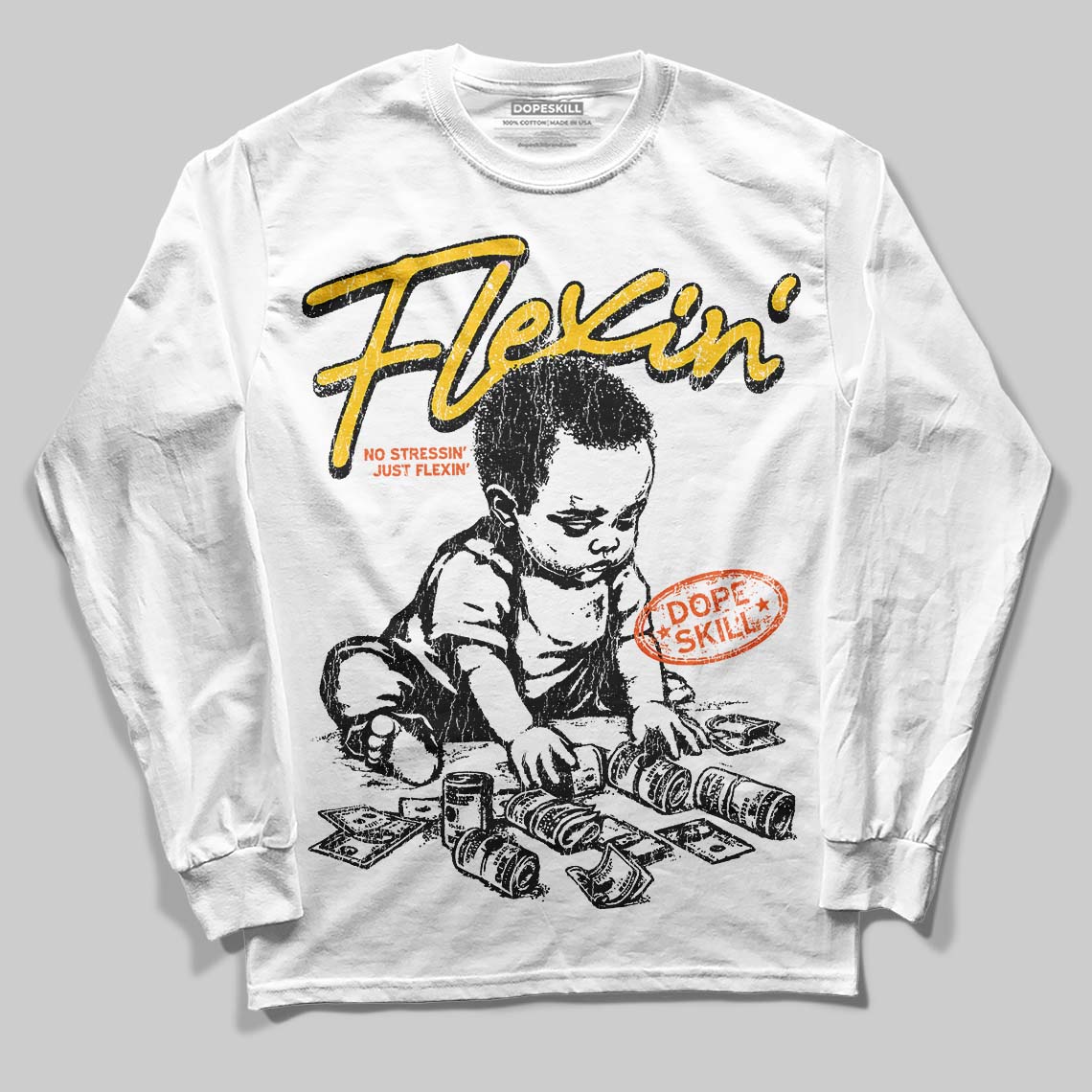Yellow Collection DopeSkill Long Sleeve T-Shirt Flexin' Graphic