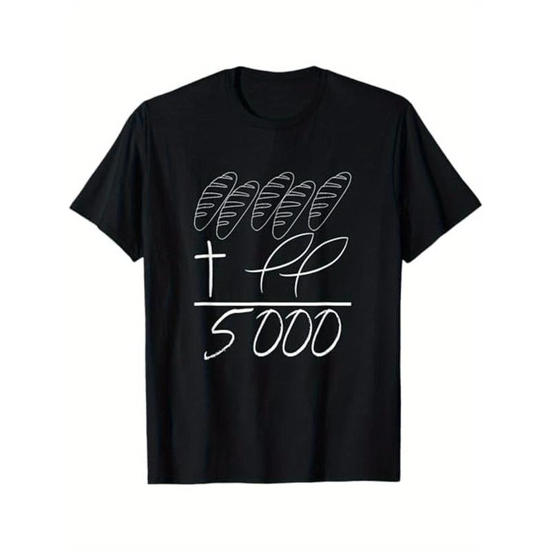 2 Fishes 5 Breads 5000 Chosen Against The Current T-Shirt, Cotton, Halloween Thanksgiving Christmas Gift for Men Family...