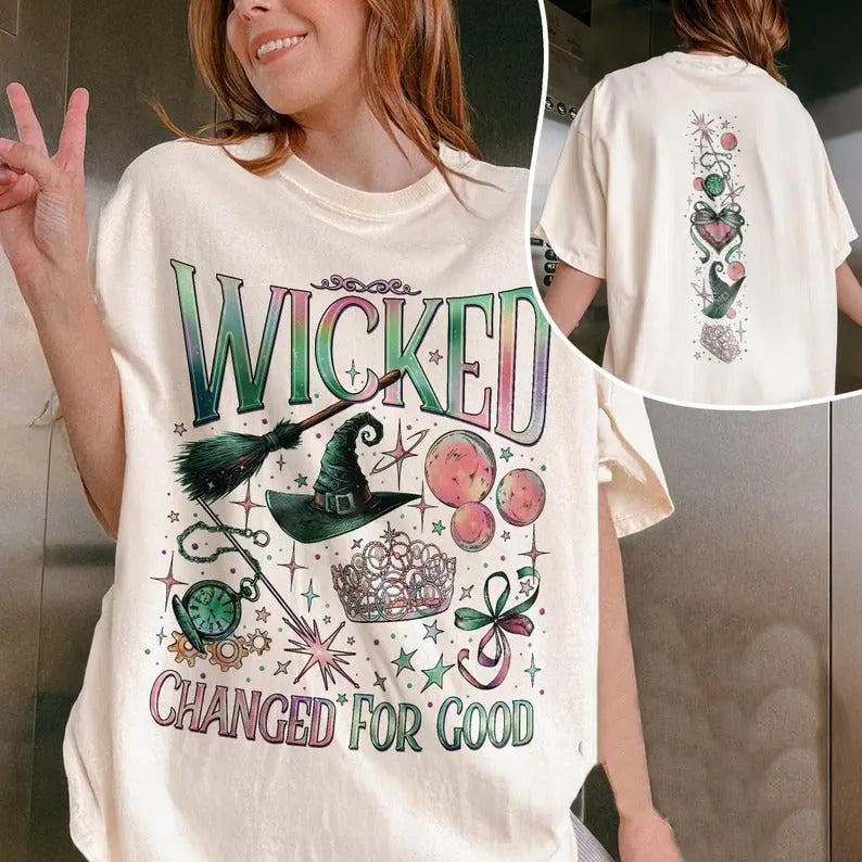 2 Sided Wicked T-Shirt, Wizard Movie Fan Shirt, Wicked Changed For Good TShirt, Wicked The Musical Tee, Gift For Book...