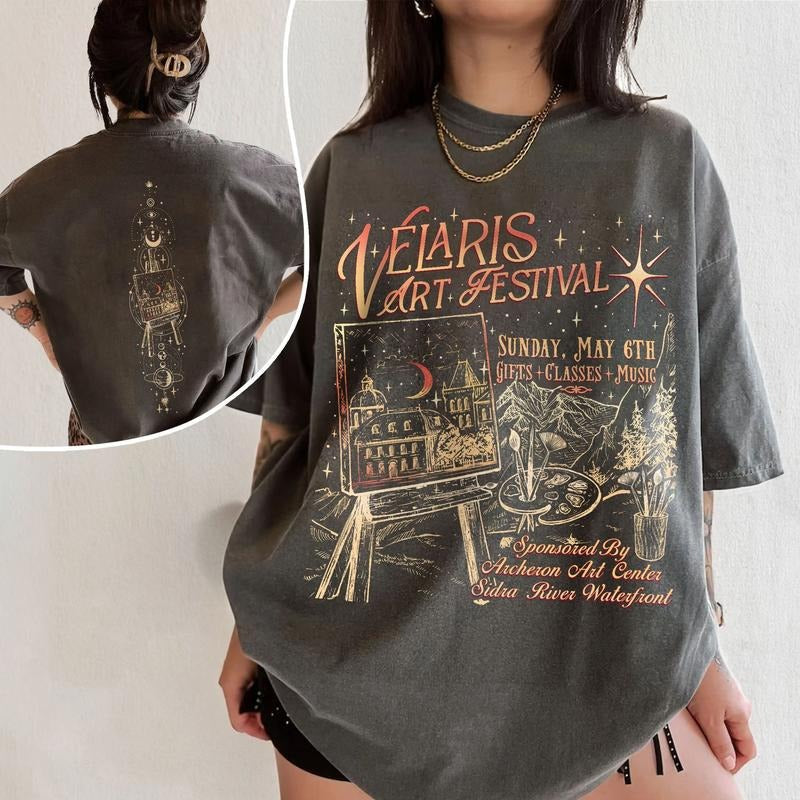 2 Slide Design, ACOTAR Night Court Fan T-Shirt, Velaris Art Festival Shirts, SJM Merch, To The Stars Who Listen, Gift For...